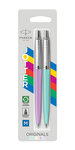 PARKER Jotter Originals Pastel Duo, Stylos bille Bleu Pastel + Stylo bille Violet Pastel, recharge bleue pointe moyenne
