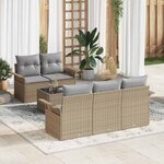 vidaXL Ensemble de canapé de jardin 6 Pièces Beige  Gris 55 x 55 x 37 cm