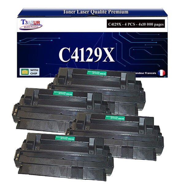 T3AZUR -4x Toners compatibles avec HP C4129X (29X) pour HP LaserJet 5000  5000DN  5000GN  5000N  5000TN  5100  5100DTN  5100TN