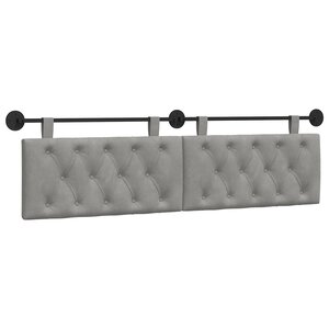 vidaXL Tête de lit suspendue Avec lumière LED Gris clair Velours