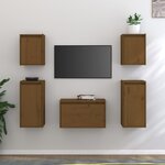 vidaXL Meubles TV 5 Pièces Marron miel Bois massif de pin