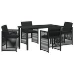 vidaXL Ensemble de jardin 5 pièces avec coussins noirs en poly rattan