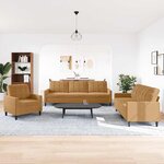 vidaXL Ensemble de canapés 3 Pièces avec coussins Marron Velours