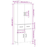 vidaXL Buffet haut Gris béton 69 5x34x180 cm Bois d'ingénierie