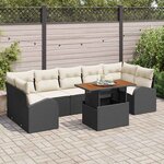vidaXL Ensemble de canapé de jardin avec coussin 8 Pièces Noir et crème
