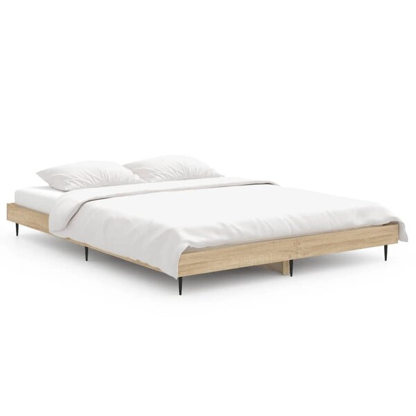 vidaXL Cadre de lit chêne sonoma 135x190 cm bois d'ingénierie