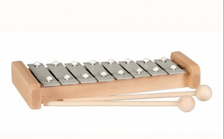 Xylophone-8 notes-metal-couleur gris et bois