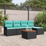 vidaXL Ensemble de canapé de jardin 6 Pièces Noir et turquoise