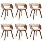 vidaXL Chaises à manger lot de 6 crème bois courbé et similicuir
