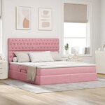 vidaXL Lit avec rangement et LED avec LED Rose 180 x 200 cm Velours