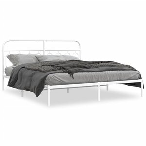 vidaXL Cadre de lit métal sans matelas et tête de lit blanc 160x200 cm