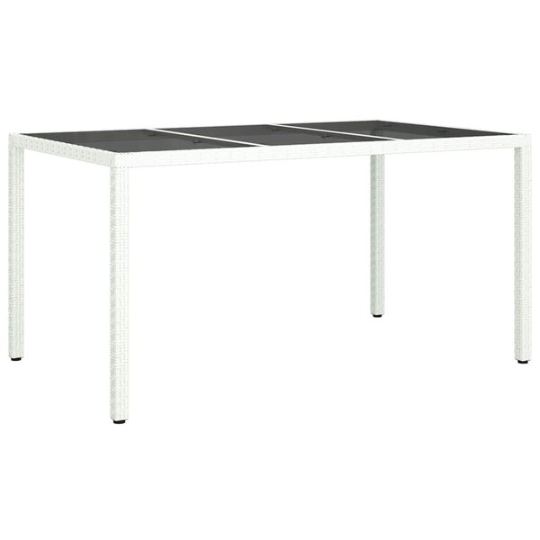 vidaXL Table de jardin pour repas Blanc 150 x 90 x 75 cm Poly rotin