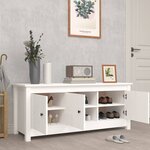 vidaXL Armoire à chaussures Blanc 110x38x45 5 cm Bois de pin massif