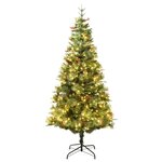 vidaXL Sapin de Noël pré-éclairé et pommes de pin vert 225cm PVC et PE