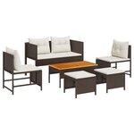 vidaXL Ensemble de canapé de jardin 6 Pièces Marron et crème polyrotin
