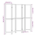 vidaXL Cloison de séparation 5 panneaux blanc bois de paulownia massif