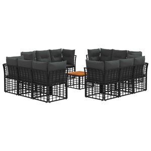vidaXL Ensemble de canapés d'extérieur 13 pc Noir et Gris foncé