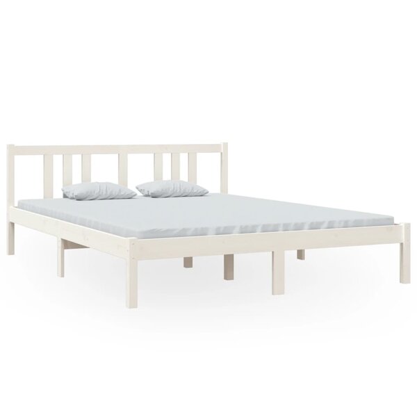 vidaXL Cadre de lit Blanc Bois massif 150x200 cm Très grand