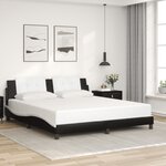 vidaXL Cadre de lit avec LED sans matelas Zadar noir et blanc 180x200 cm