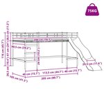 vidaXL Lit superposé pour enfants avec toboggan Blanc et anthracite