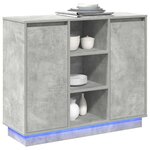 vidaXL Buffet LED Gris béton 90 x 32 x 75 cm Bois d'ingénierie