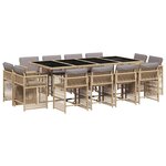 vidaXL Ensemble à manger de jardin coussins 13 Pièces mélange beige rotin