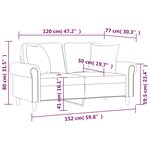 vidaXL Canapé 2 places avec oreillers décoratifs jaune 120 cm velours