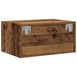 vidaXL Table de chevet murale avec lumières LED vieux bois