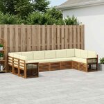 vidaXL Ensemble de canapé d'angle avec coussin 7 Pièces Naturel et Crème