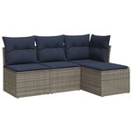 vidaXL Salon de jardin 4 Pièces avec coussins gris résine tressée