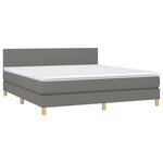 vidaXL Sommier à lattes de lit et matelas et LED Gris foncé 180x200 cm