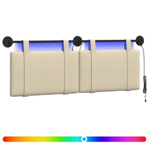 vidaXL Tête de lit suspendue Avec lumière LED Crème Tissu