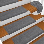vidaXL Tapis de marches d'escalier 5 Pièces Gris 65x21x4 cm Aiguilleté