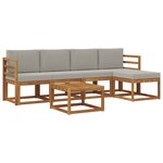 vidaXL Ensemble de canapés d'extérieur 6 Pièces Gris Naturel et Clair