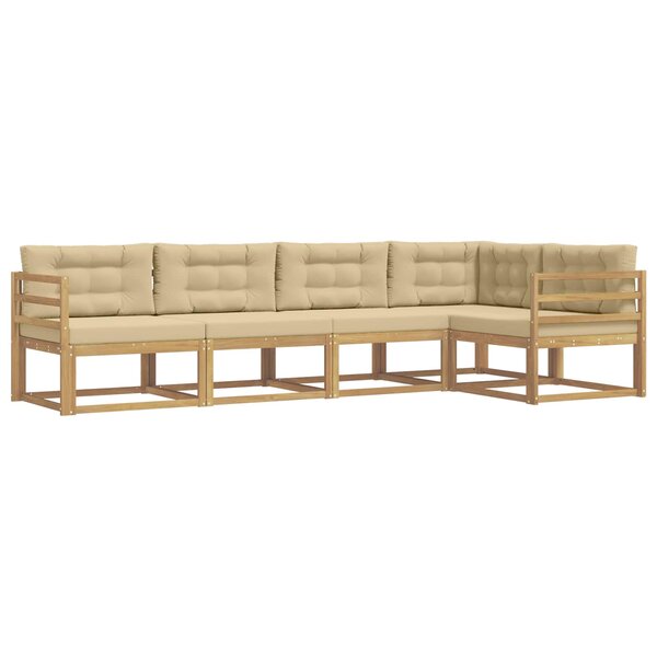 vidaXL Ensemble de canapés d'extérieur 4 Pièces Blanc et Beige Polyester