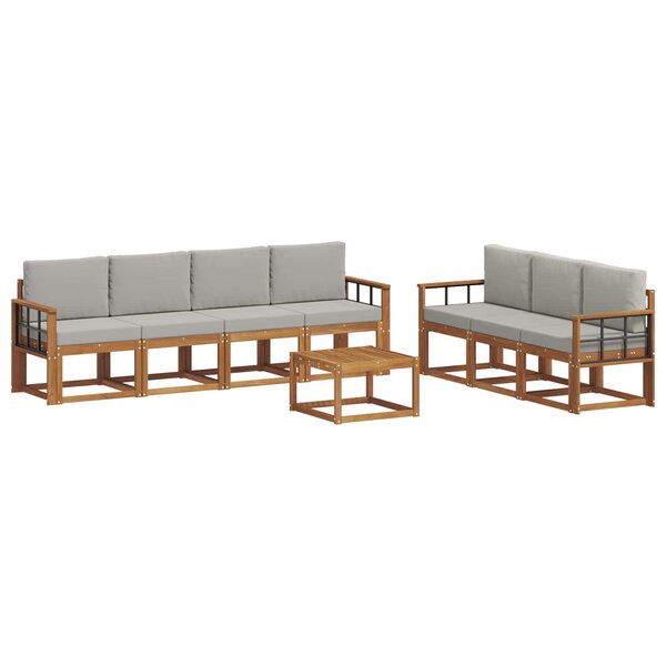 vidaXL Ensemble de canapés d'extérieur 8 pc Gris Naturel et Clair