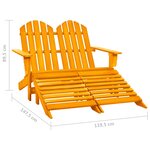 vidaXL Chaise de jardin Adirondack 2 places et pouf Sapin Orange