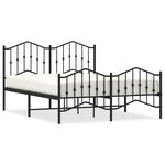 vidaXL Cadre de lit métal sans matelas avec pied de lit noir 140x190cm