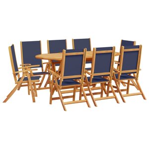 vidaXL Ensemble à manger de jardin 9Pièces bois d'acacia solide textilène