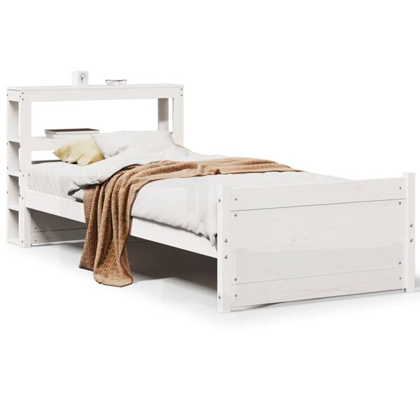 vidaXL Cadre de lit avec tête de lit sans matelas blanc 90x200 cm