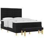 vidaXL Lit à ressorts avec tête de lit Noir 190 x 140 cm tissu