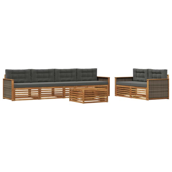 vidaXL Ensemble de canapés d'extérieur 7 Pièces Naturel et Anthracite