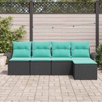 vidaXL Ensemble de canapé de jardin avec stockage 5 Pièces Noir polyrotin