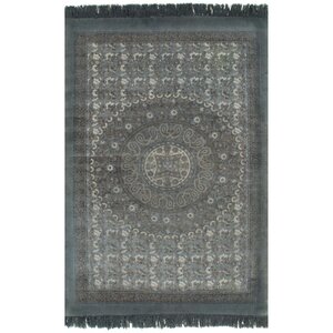 vidaXL Tapis Kilim Coton 120 x 180 cm avec motif Gris