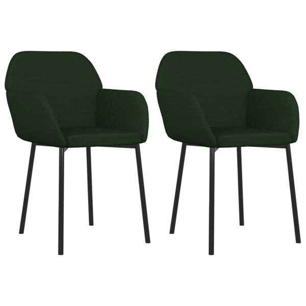 vidaXL Chaises à manger lot de 2 Vert foncé Velours