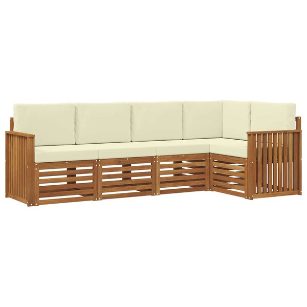 vidaXL Ensemble de canapés d'extérieur 5 pc Naturel et Crème Polyester