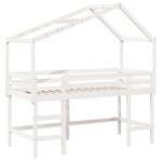 vidaXL Lit superposé et échelle et toit blanc 80x200cm bois pin massif
