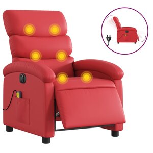 vidaXL Fauteuil de massage inclinable électrique rouge similicuir