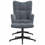 vidaXL Chaise de relaxation avec tabouret Gris foncé Velours