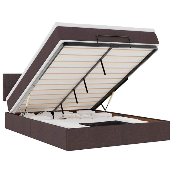 VidaXL Cadre de lit ottoman avec matelas marron foncé 140x200 cm tissu